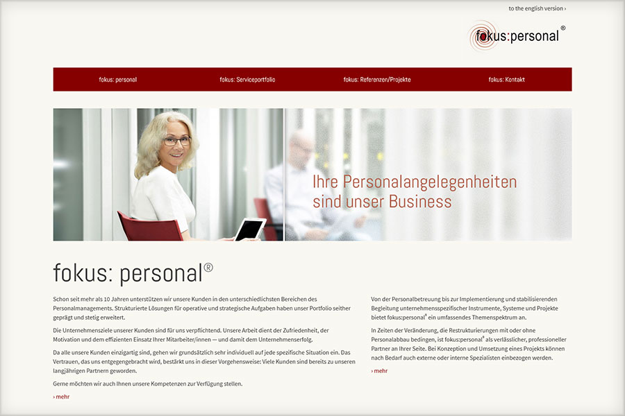 Internetseite www.fokuspersonal.de