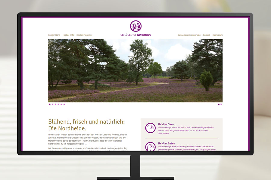 Screen der Internetseite des Geflügelhofs Nordheide