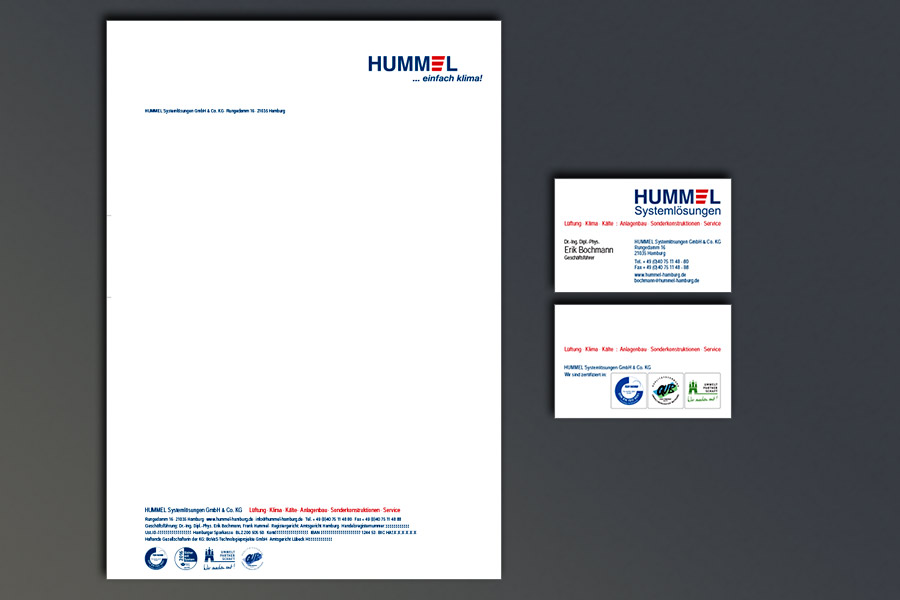 Erstellung der Geschäftsausstattung der Hummel Systemlösungen GmbH & Co. KG