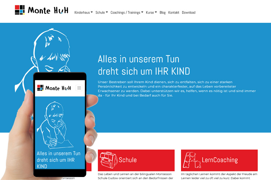 Screen der Webpräsenz www.monte-huh.de