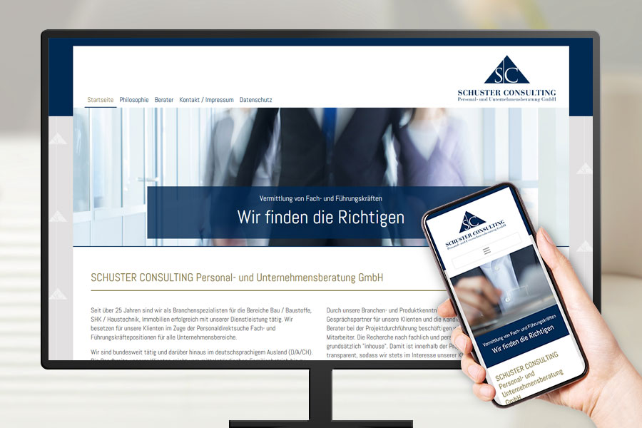 Erstellung der Internetseite der SCHUSTER CONSULTING Personal- und Unternehmensberatung