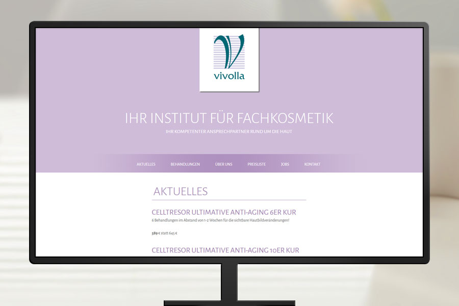Internetseite Vivolla - Institut für Fachkosmetik